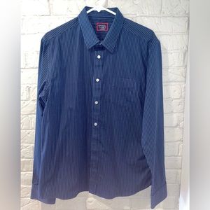 UNTUCKit Dress Shirt Navy Striped Slim Fit Wrinkle-Free